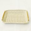 premium handwoven Wholesale natural rattan tray with wooden handles