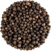 A perfect circular mound of premium Organic Black Peppercorns.
